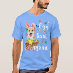 Corgi Happy Easter Day Colourful Egg Hunt Squad T-Shirt