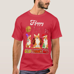 Corgi Happy Hallothanksmas Halloween Thanksgiving  T-Shirt