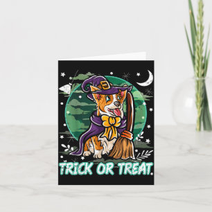 Corgi Happy Halloween Costume Witch Card
