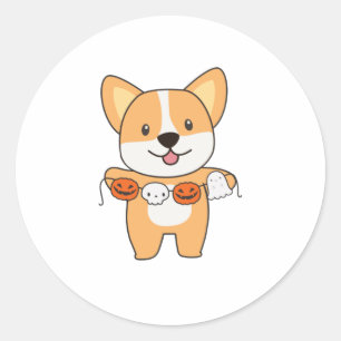Corgi Happy Halloween Dog Costume Classic Round Sticker