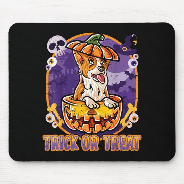 Corgi Happy Halloween Pumpkin Dog Mouse Mat (Front)
