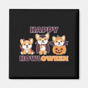 Corgi Happy Howloween Pumpkin Vampire Dogs Magnet
