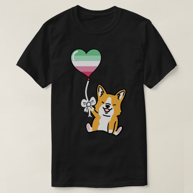 Corgi Heart Balloon Abrosexual Pride Premium T-Shi T-Shirt (Design Front)