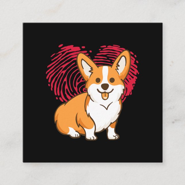 Corgi Heart Love Gift Corgi Valentines Day Square Business Card (Front)