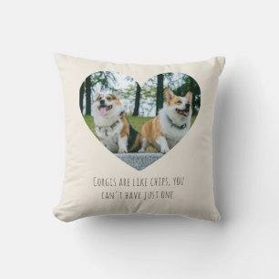 Corgi Heart Photo Template Warm Taupe Humour Gift Cushion