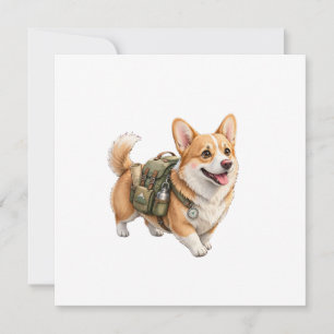 Corgi Hiking Adventure Watercolor Invitation