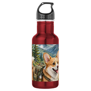 Corgi Hiking in Mountains Watercolor 532 Ml Water Bottle