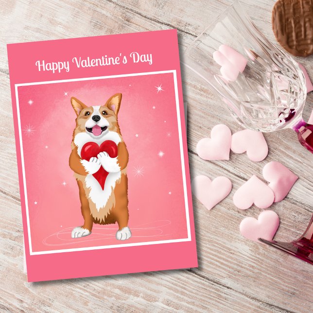 Corgi Holding A Heart Happy Valentine's Day Holiday Card (Creator Uploaded)
