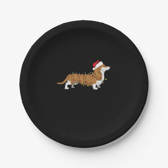 Corgi Holiday Christmas Light Essential T-Shirt Paper Plate (Front)