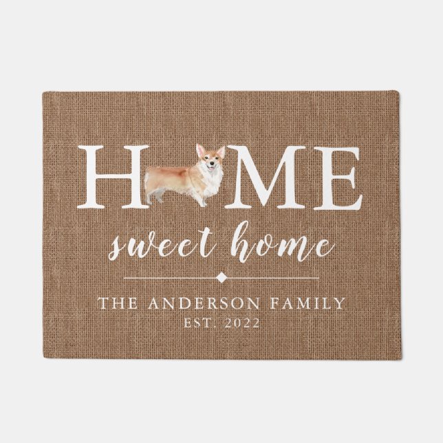 Corgi Home Sweet Home Personalised Doormat (Front)