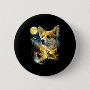 Corgi howling to the moon meme funny 90's corgi do 6 cm round badge