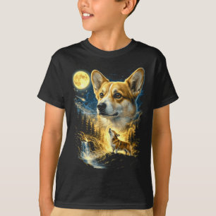 Corgi howling to the moon meme funny 90's corgi do T-Shirt