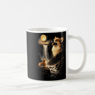 Corgi howling to the moon vintage 90s funny dog coffee mug
