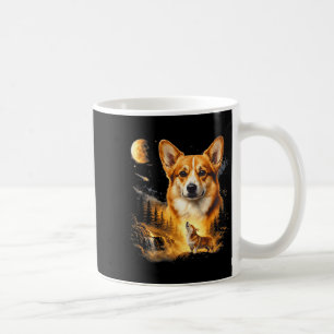Corgi howling to the moon vintage 90s funny dog coffee mug