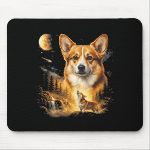 Corgi Howling to The Moon Vintage 90s Funny Dog Mouse Mat