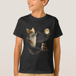 Corgi howling to the moon vintage 90s funny dog T-Shirt