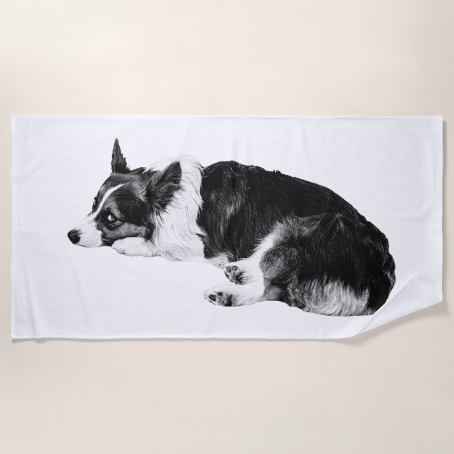 Corgi Hushed Line Beach Towel (Front)