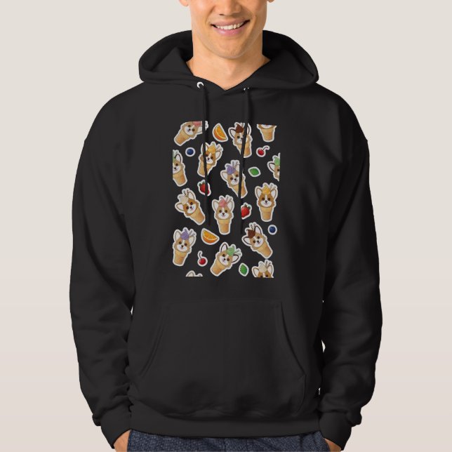 Corgi Ice Cream Cone Pattern Hoodie (Front)