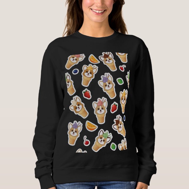 Corgi Ice Cream Cone Pattern Sweatshirt (Front)