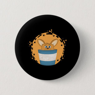 corgi in a coffee mug 6 cm round badge