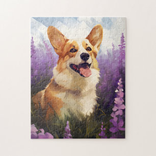 Corgi in Lavender field Jigsaw Puzzle