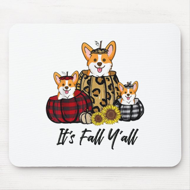 Corgi In Leopard Pumpkin Autumn Thanksgiving  Mouse Mat (Front)