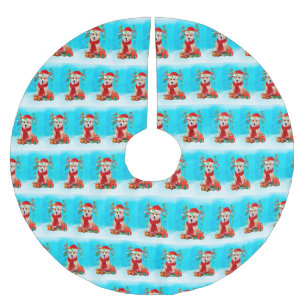 Corgi in snow with Christmas gifts  Brushed Polyester Tree Skirt