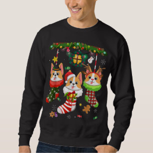 Corgi In Socks Christmas Santa Hat Xmas Light Dog Sweatshirt