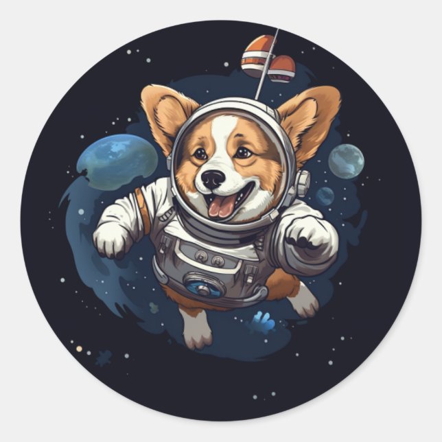 corgi in space sticker (Front)