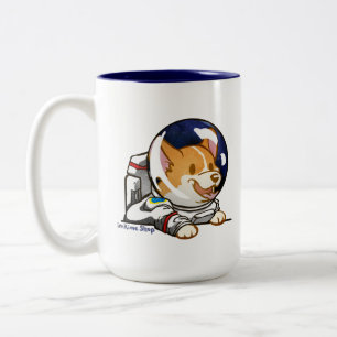 Corgi in Space Suit Two-Tone Coffee Mug
