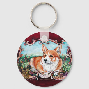 Corgi in the Garden! Key Ring