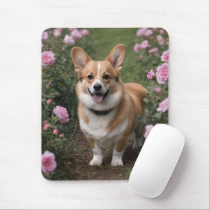 Corgi In The Pink Roses,  Mouse Mat