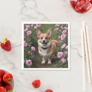 Corgi In The Pink Roses, Napkin