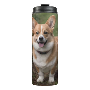 Corgi In The Pink Roses, Thermal Tumbler