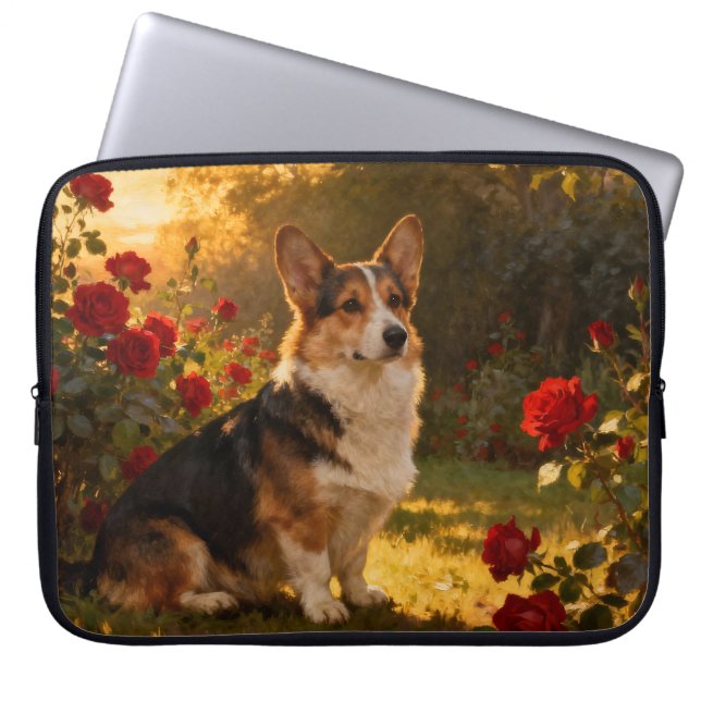 Corgi in the Roses I Laptop Sleeve (Front)