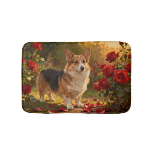 Corgi in the Roses V Bath Mat
