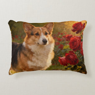 Corgi in the Roses V Decorative Cushion