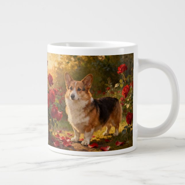 Corgi in the Roses V Large Coffee Mug (Right)