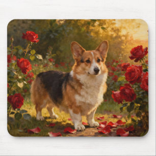 Corgi in the Roses V Mouse Mat