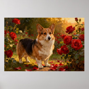 Corgi in the Roses V Poster