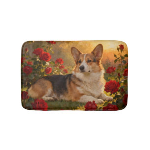 Corgi in the Roses VI Bath Mat