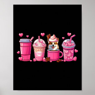 Corgi Inside Cup Coffees Lover Valentine's Day Hea Poster