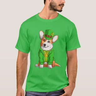 Corgi Irish St Patricks Day Leprechaun Clover Wome T-Shirt