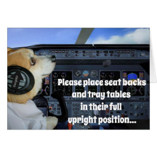 Corgi jet pilot birthday card