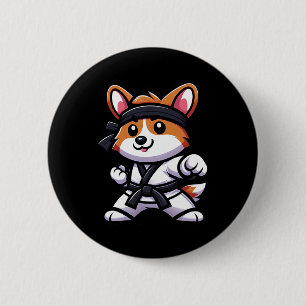 Corgi Karate Funny Dog Martial Arts Men Women Girl 6 Cm Round Badge