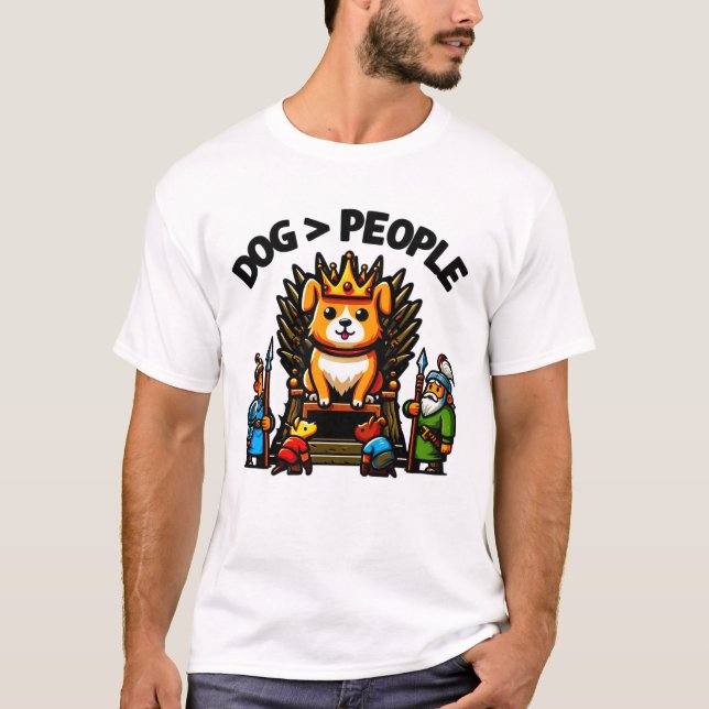 Corgi king sits on throne  T-Shirt (Front)