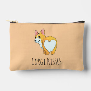 'Corgi Kisses' Funny Adorable Cheeky Corgi Lovers Accessory Pouch
