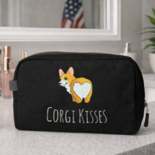 'Corgi Kisses' Funny Adorable Corgi Lovers Black  Dopp Kit