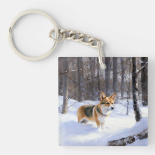 Corgi Let It Snow Christmas Key Ring