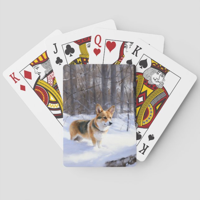 Corgi Let It Snow Christmas Playing Cards (Back)